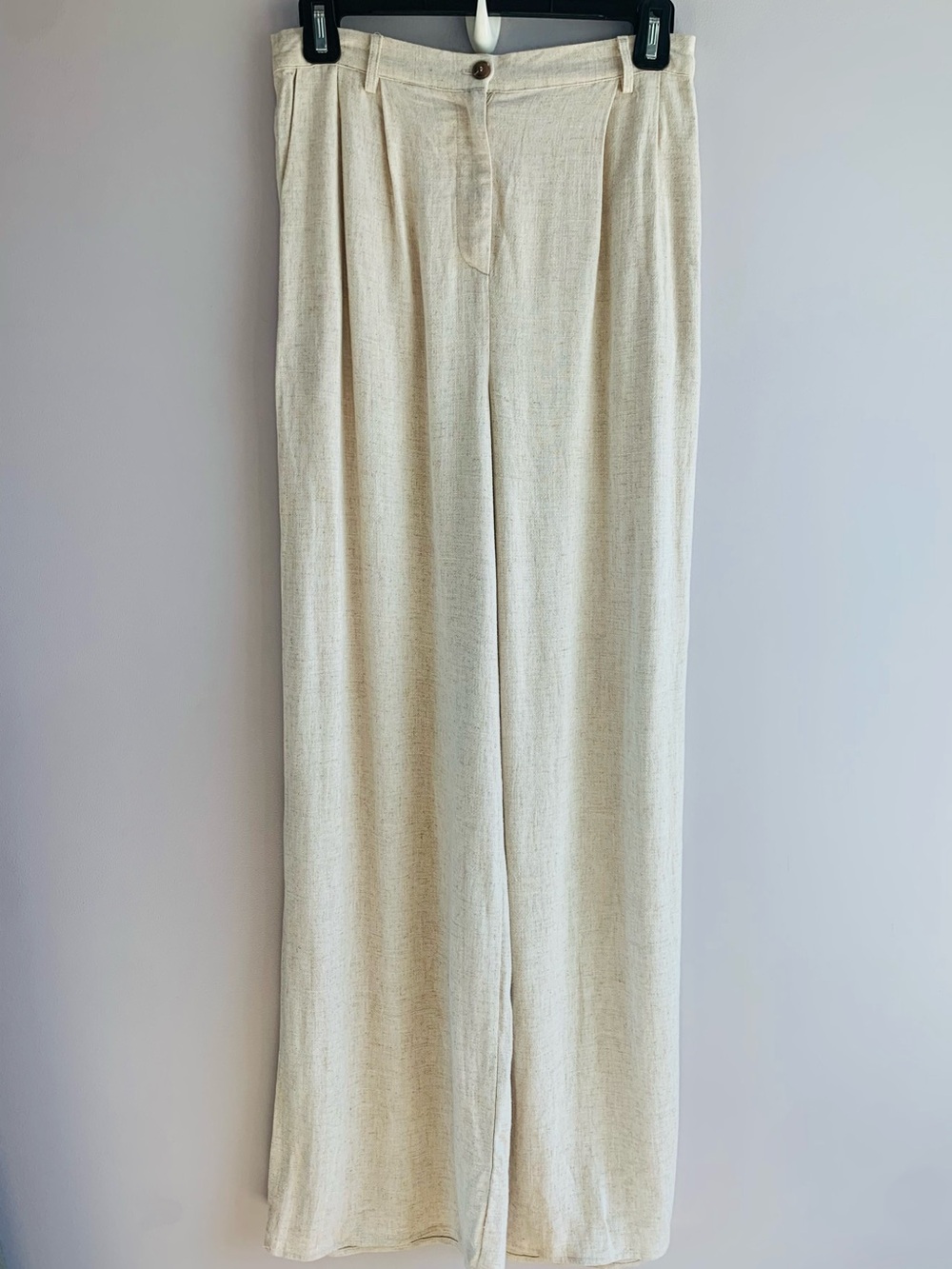 Altar'd State Wide Leg Pants High Rise Natural Linen Blend Flowy Casual  EUC S